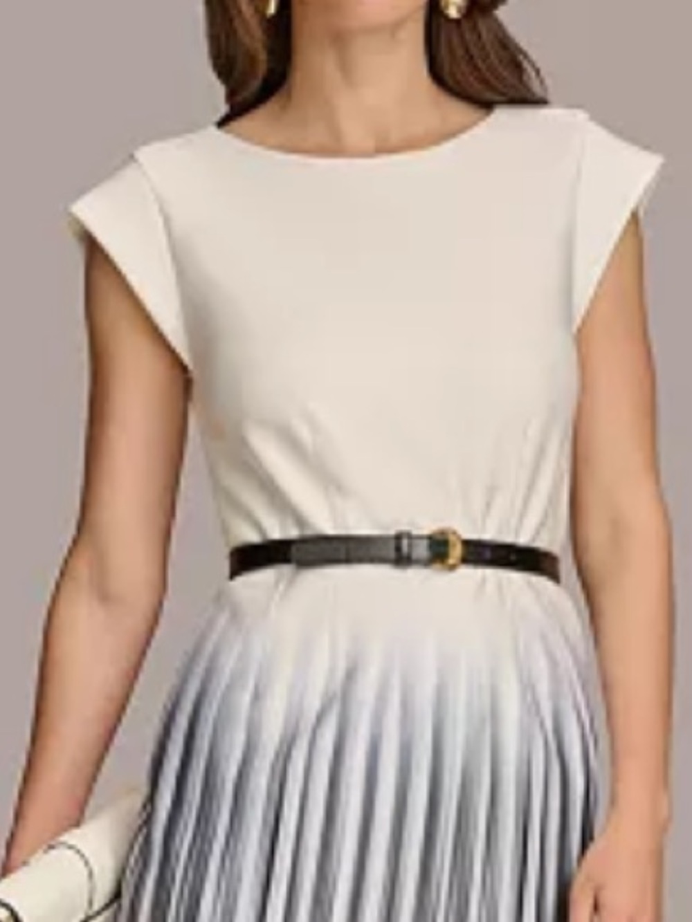 Donna Karan New York Ombre Pleated Sheath Dress with Belt size 10 NWT - Picture 4 of 11